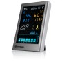 Bresser MeteoTemp TBV Funk-Wetterstation in Anthrazit mit Display für Innen- und Außentemperatur.