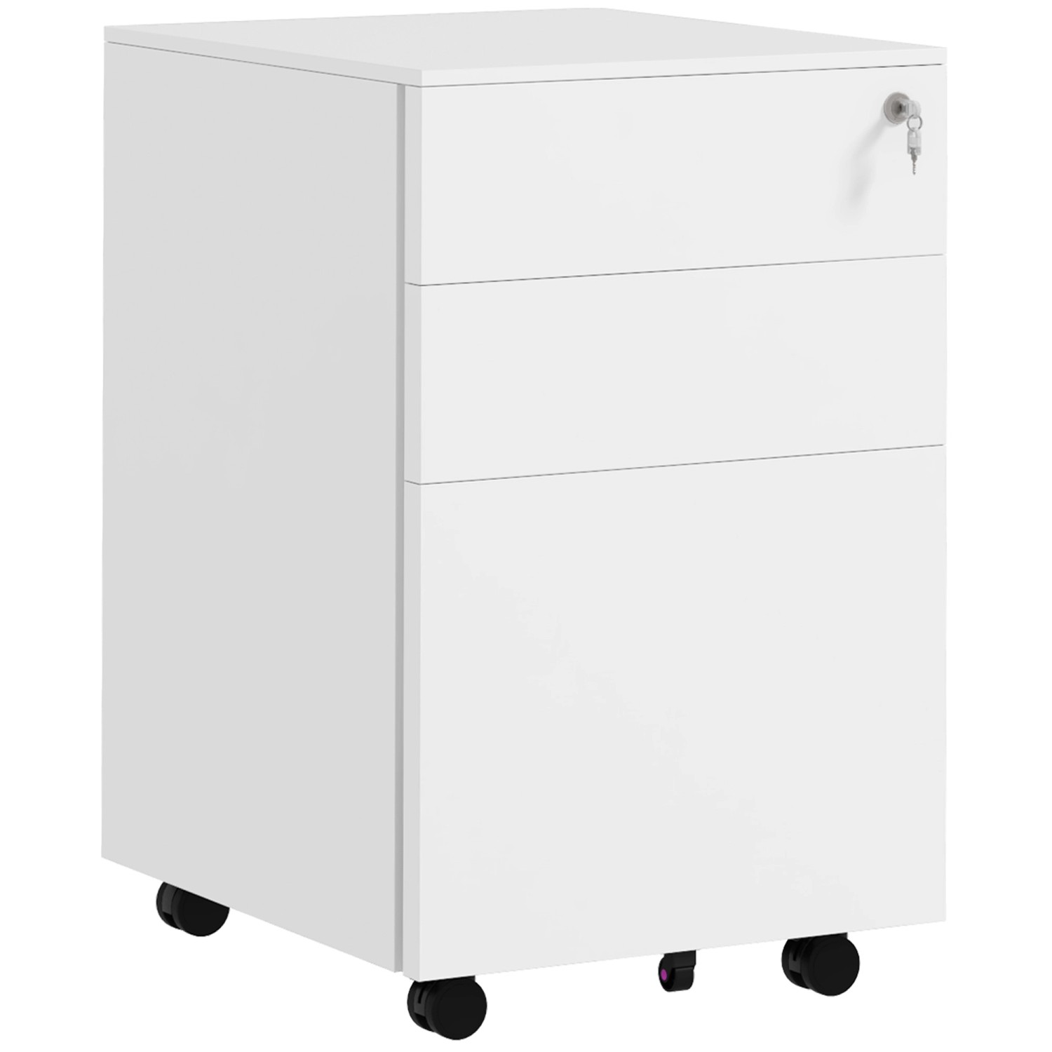 Vinsetto Rollcontainer mit 3 Schubladen Hängeregistratur Stahl 37x43,5x60cm Weiß