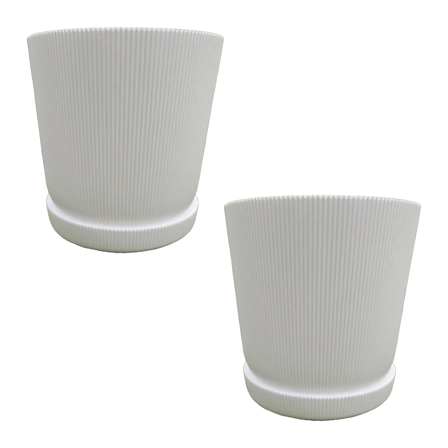 Relaxdays Blumentopf mit Untersetzer 2er Set Kunststoff Weiß Stoßfest Farbecht 20 cm x ø 20 cm