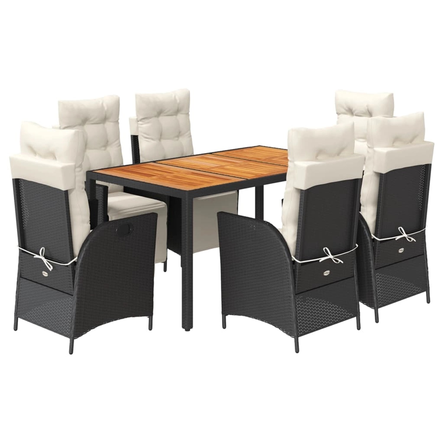 vidaXL 7-Tlg Garten-Essgruppe mit Kissen Schwarz Poly Rattan 3213335 günstig online kaufen