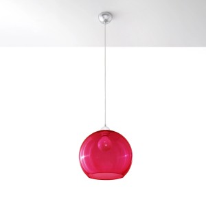 Rote Sollux Lighting Hängeleuchte Ball aus Glas und Stahl, Lampen & Leuchten für den Innenbereich.