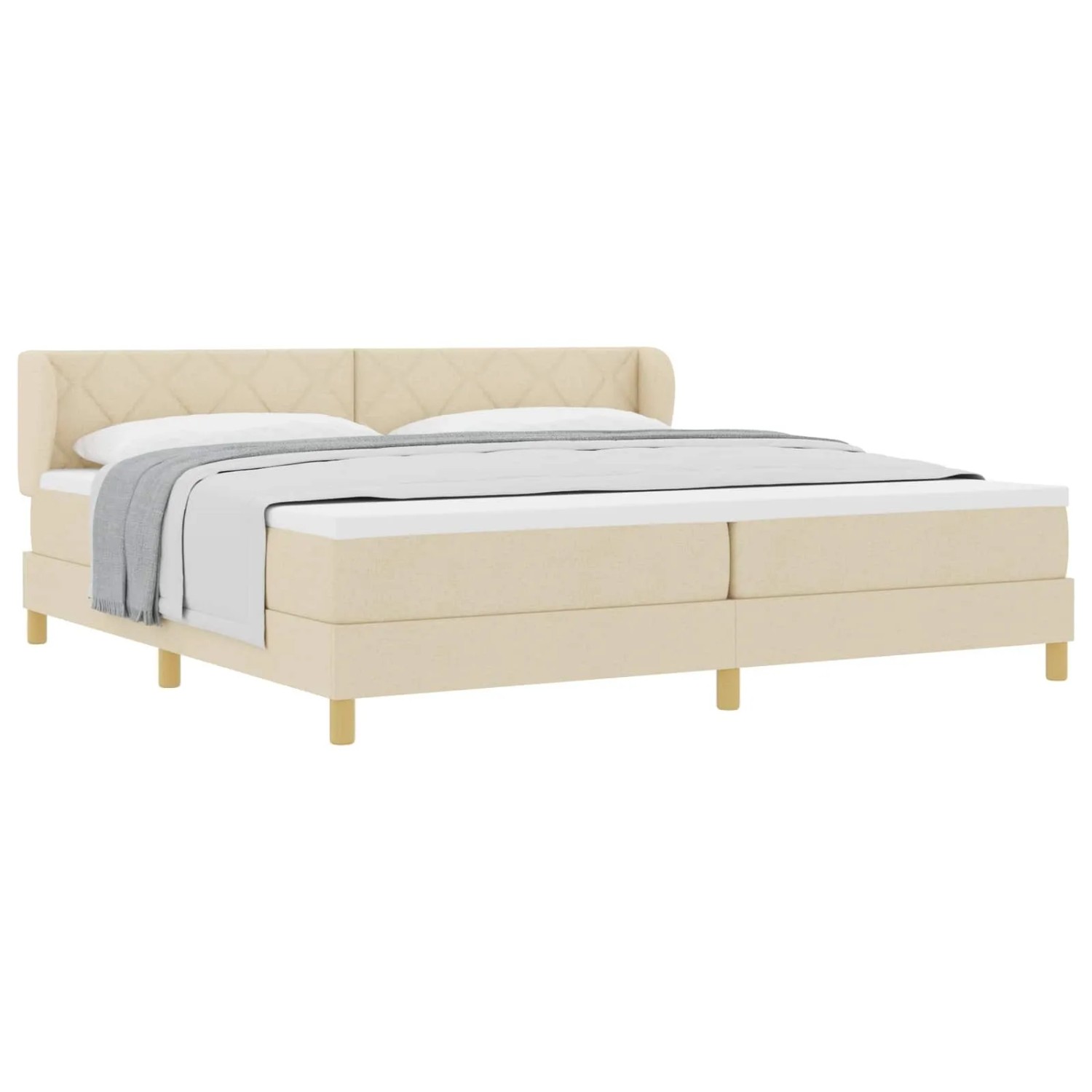 vidaXL Boxspringbett mit Matratze Creme 200 x 200 cm Stoff 3340302