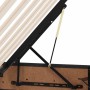 Detailansicht des vidaXL Betts mit LED-Lichtleisten, Fokus auf Hebemechanismus und Lattenrost.