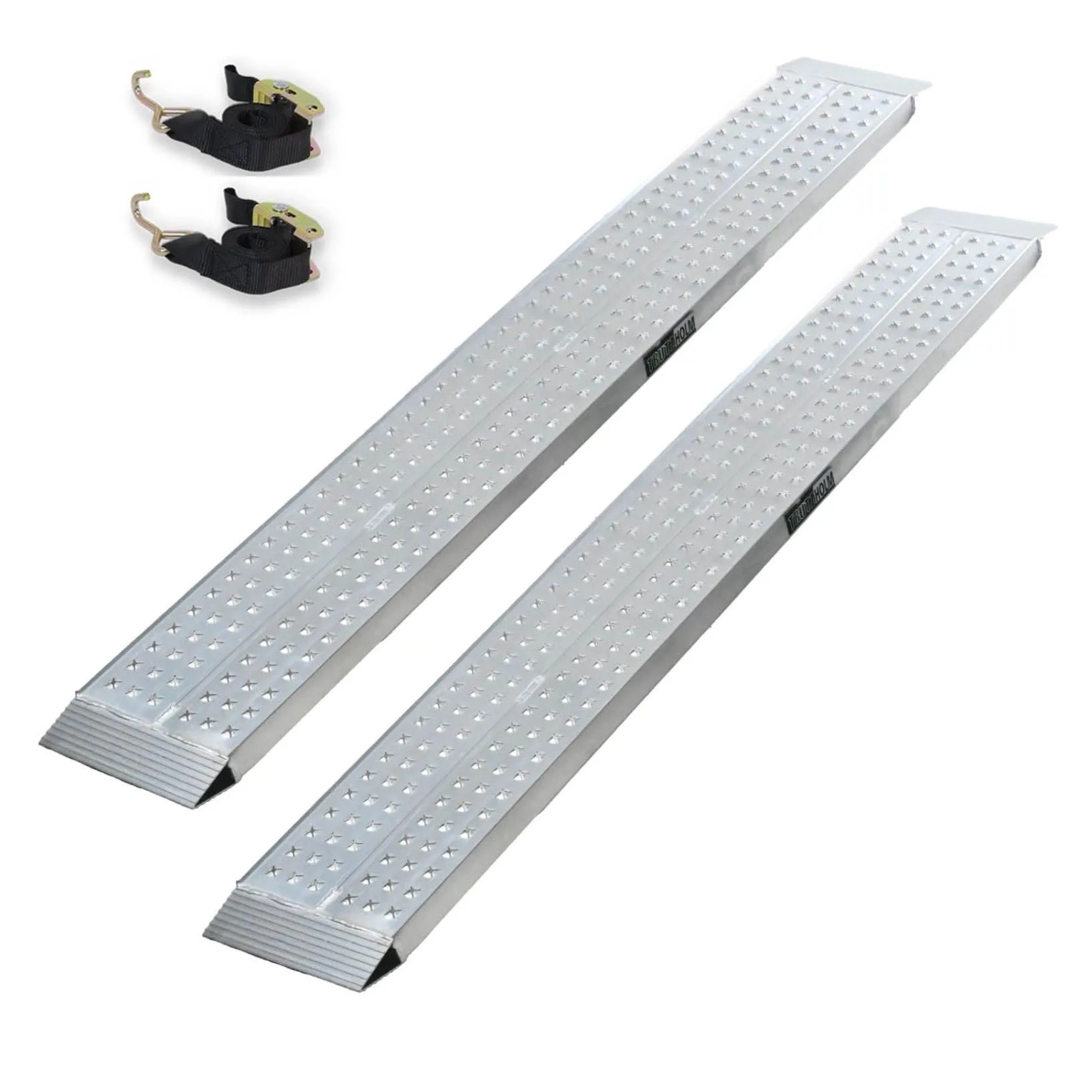 TRUTZHOLM 2x Auffahrrampen 200 x 28 cm 540 kg Alu Gelocht Starr Grau