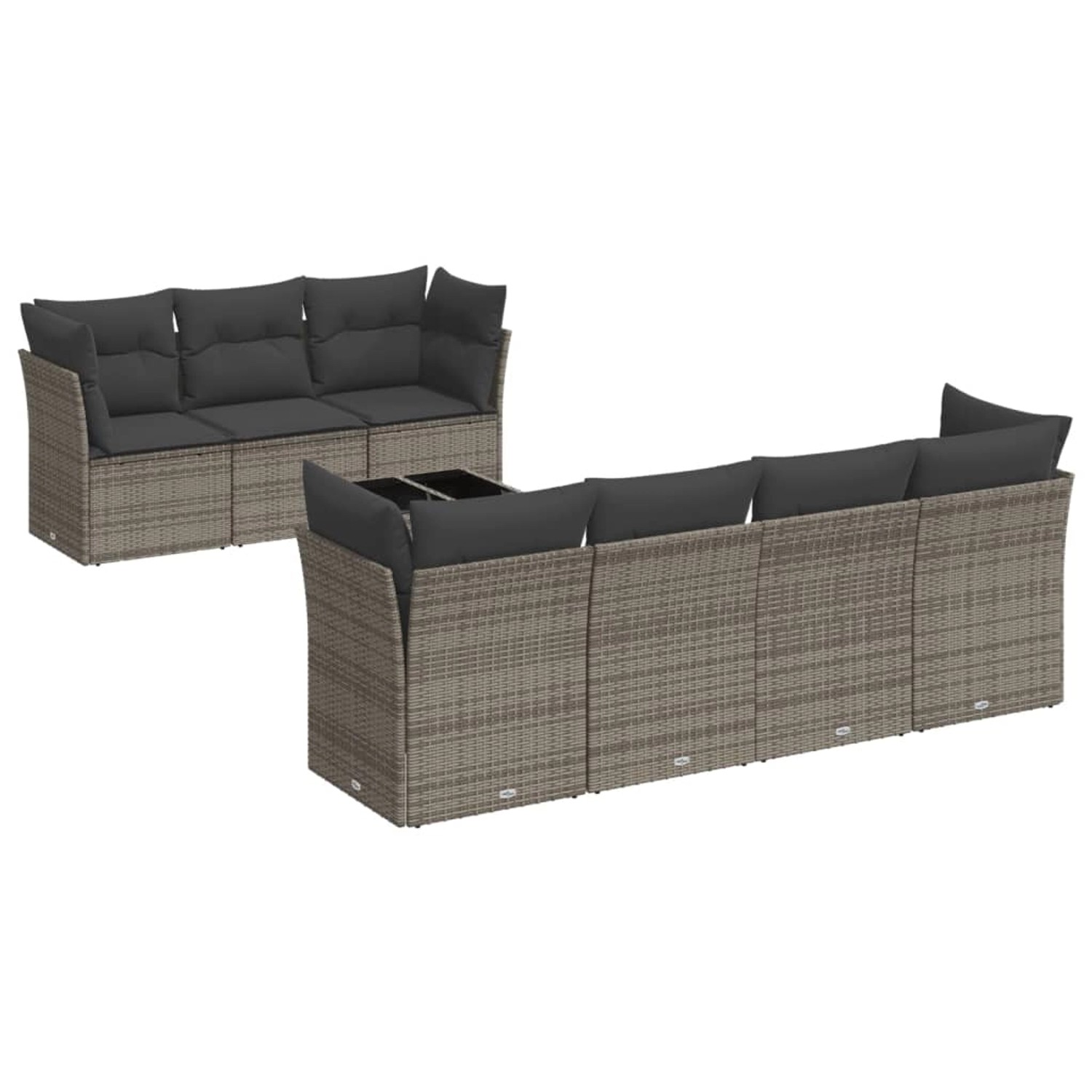 vidaXL 8-Tlg Garten-Sofagarnitur mit Kissen Grau Poly Rattan 3217280 günstig online kaufen