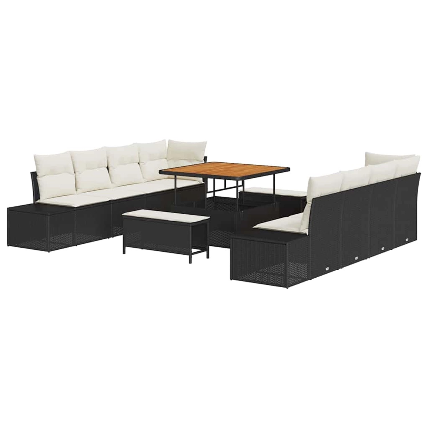 vidaXL Garten-Sofa-Set mit Kissen 11-Tlg Schwarz Poly Rattan 3362765 günstig online kaufen