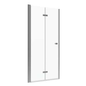 Aquabatos 5 mm ESG Duschtür 90 x 187 cm Nischentür Falttür mit Chrom Knopf Rahmenlose Duschwand Duschabtrennung 5 mm Wandausgleich von Öffnungsseite