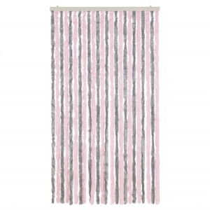 vidaXL Fliegenvorhang Silbergrau und Rosa 100x220 cm Chenille 377365