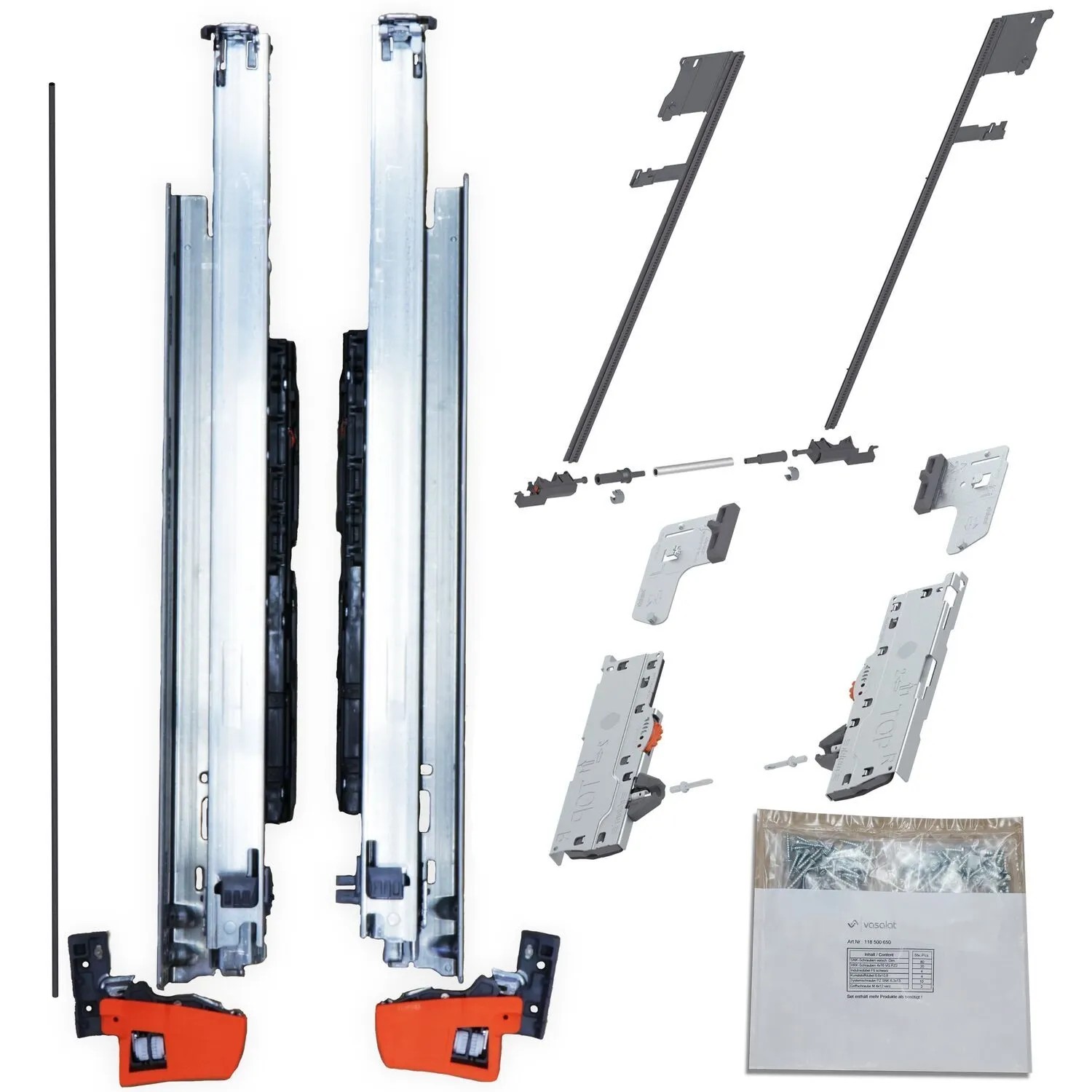 vasalat Set Blum Movento Blumotion Schubladenschienen 350 mm 40 kg mit Tip-On & Seitenstabilisierung