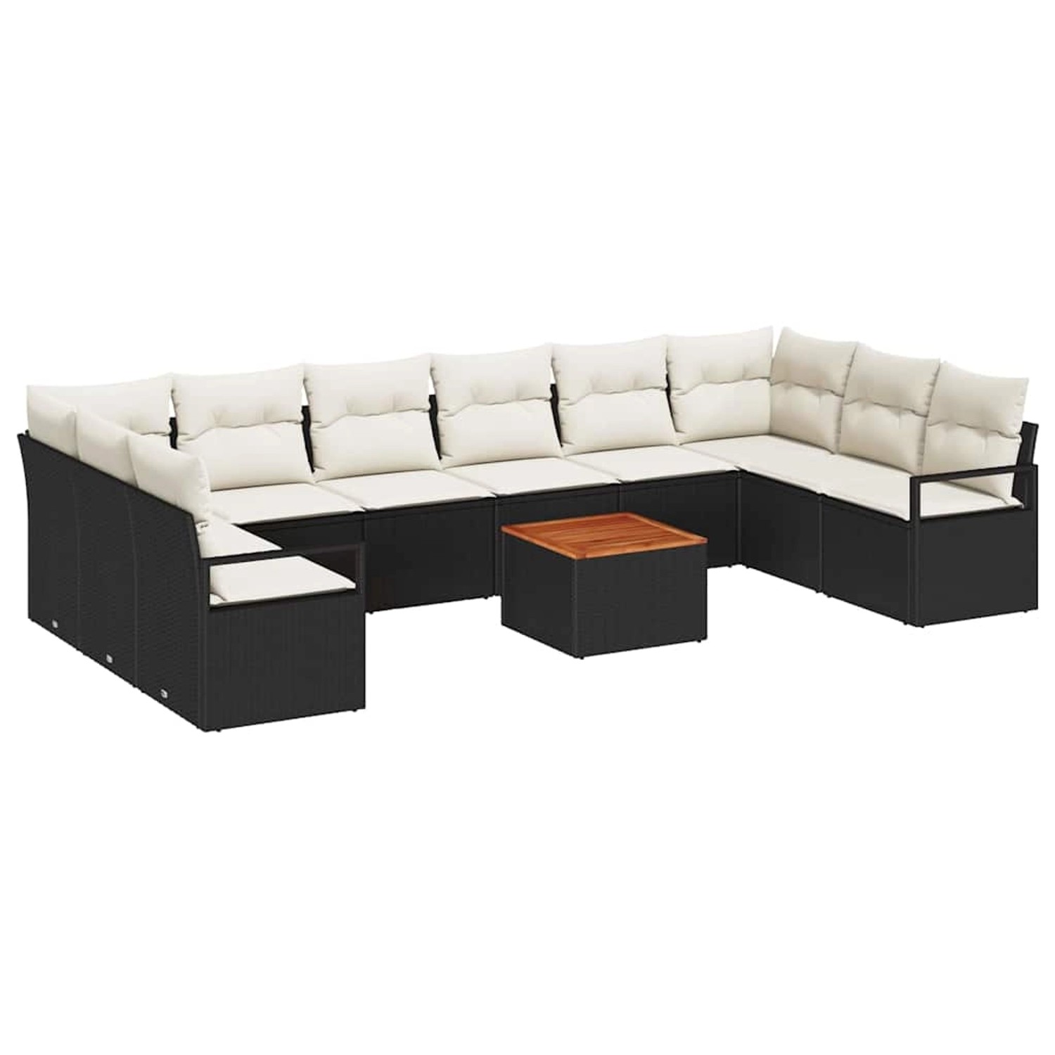 vidaXL Garten Sofa Set 11-Tlg Schwarz Weiß Weide und Gewebe 3356423 günstig online kaufen