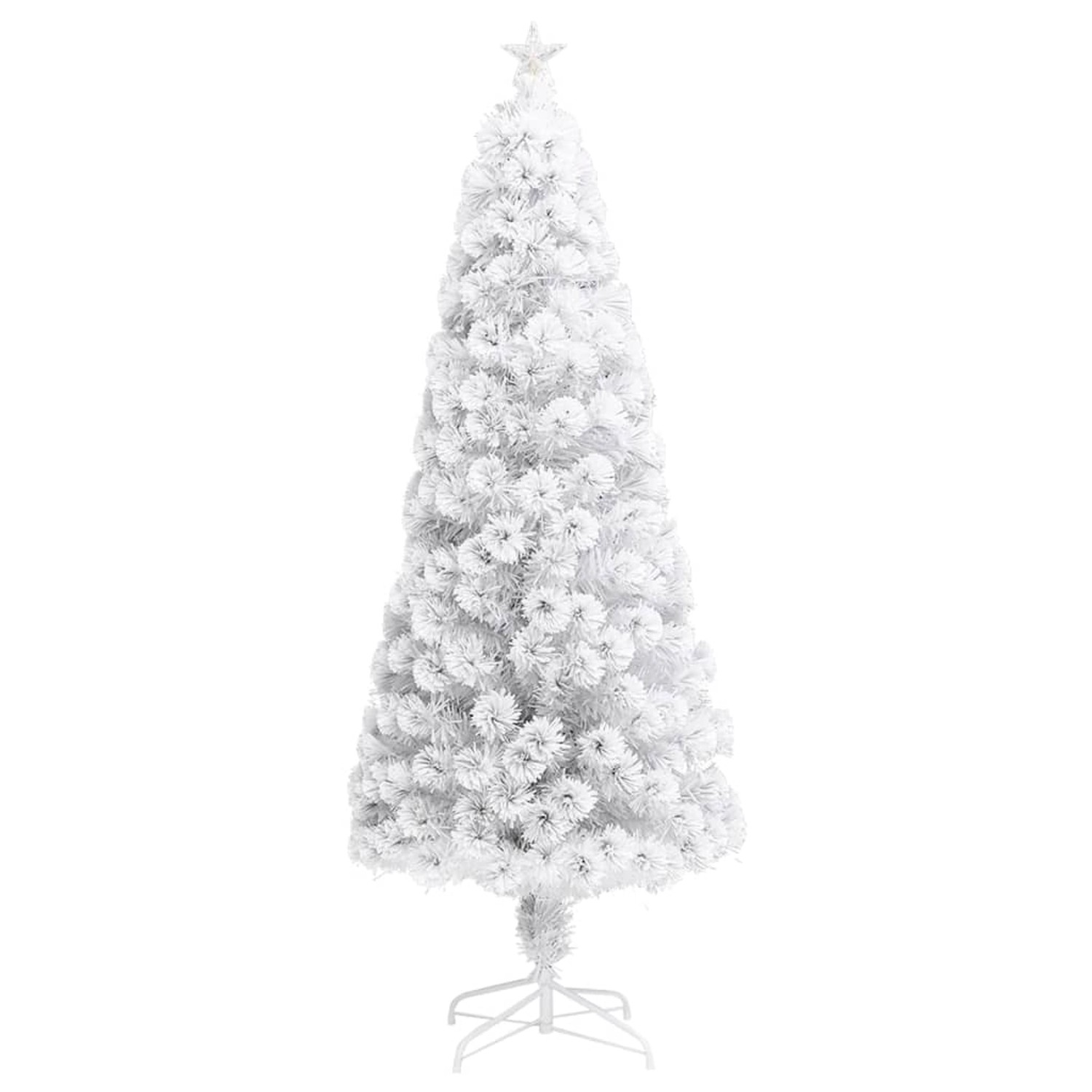 vidaXL Künstlicher Weihnachtsbaum mit LED Weiß 210 cm Glasfaser