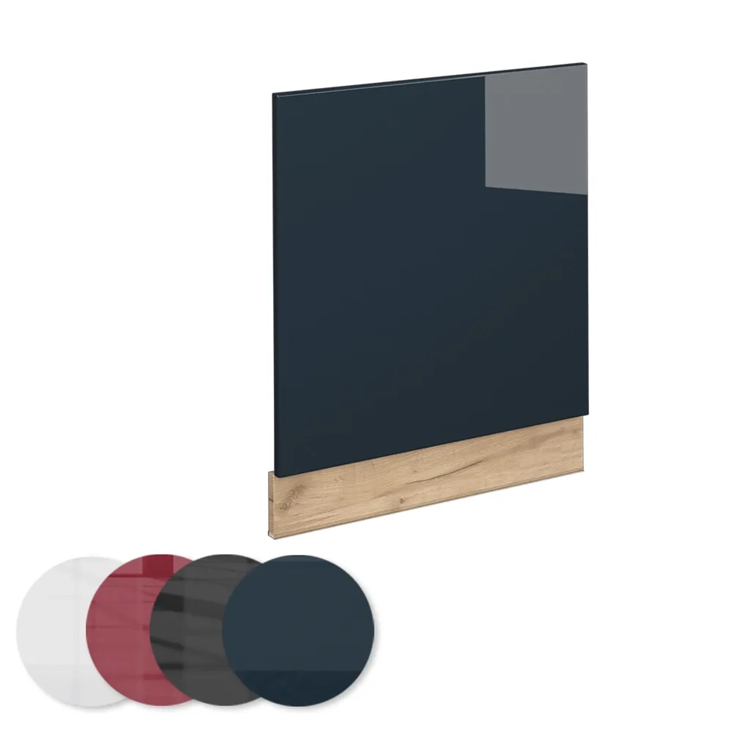 Vicco Frontblende für Geschirrspüler, dunkelblau hochglanz, mit Eiche Dekor. Küchenschrank Zubehör.