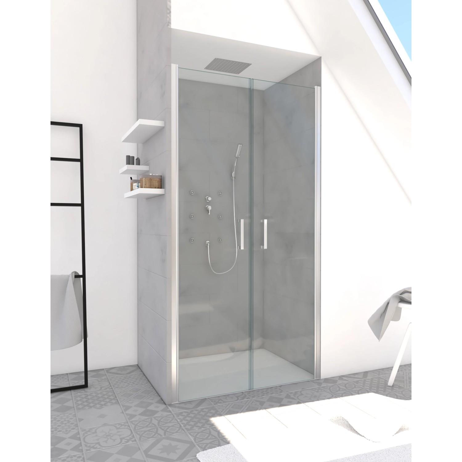 Aurlane Glasdusche Silver Calm 90 Chrom 90 cm x 200 cm