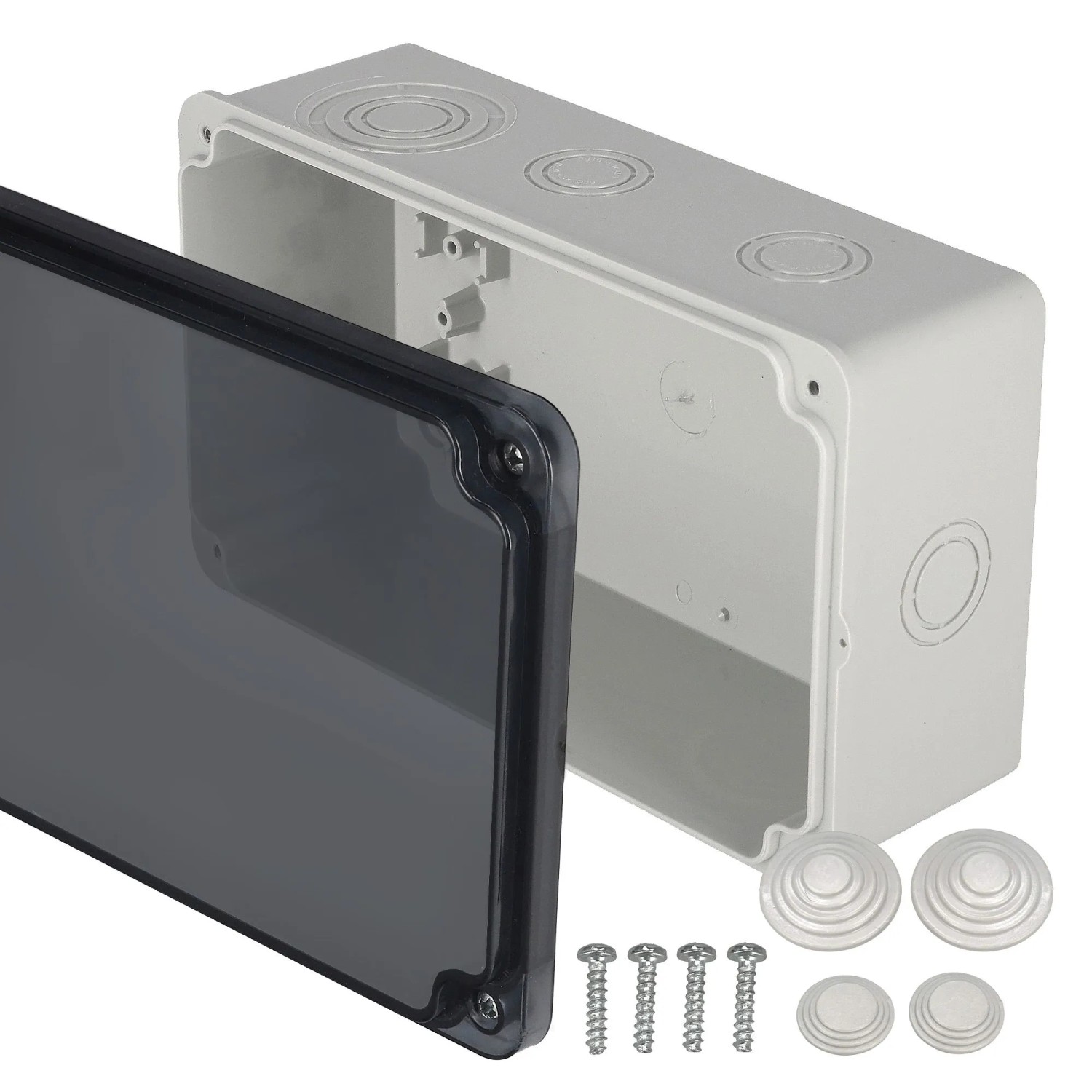 EDO Abzweigkasten Aufputz 210 x 120 x 74 mm Grau-Transparent IP65 ABS