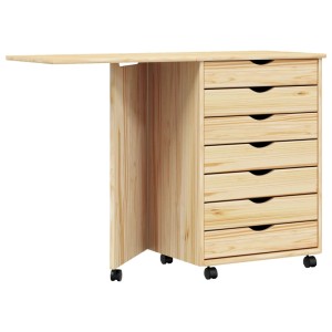 vidaXL Rollwagen mit Schreibtisch MOSS Klarlack 105,5 x 39 x 74,5 cm 42032404