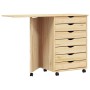 vidaXL Rollwagen mit Schreibtisch MOSS Klarlack 105,5 x 39 x 74,5 cm 42032404