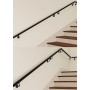 Schwarzer AICA Edelstahl Handlauf an Treppe, mit ∅42,2 mm Handlaufverbindern gerade und über Eck montiert. Ideal für Wandhandläufe.