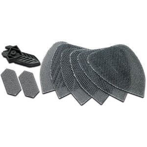 Zubehör für Black+Decker Mouse Dreieckschleifer: Fingerschleif-Aufsatz und Schleifgitter.