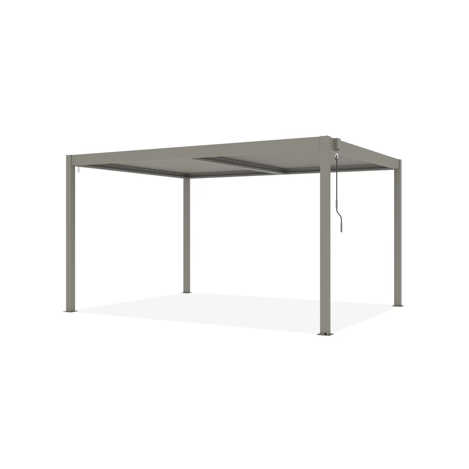Freistehende Cazeboo Piana Bioklimatische Pergola 4x3m in Taupe aus Aluminium.