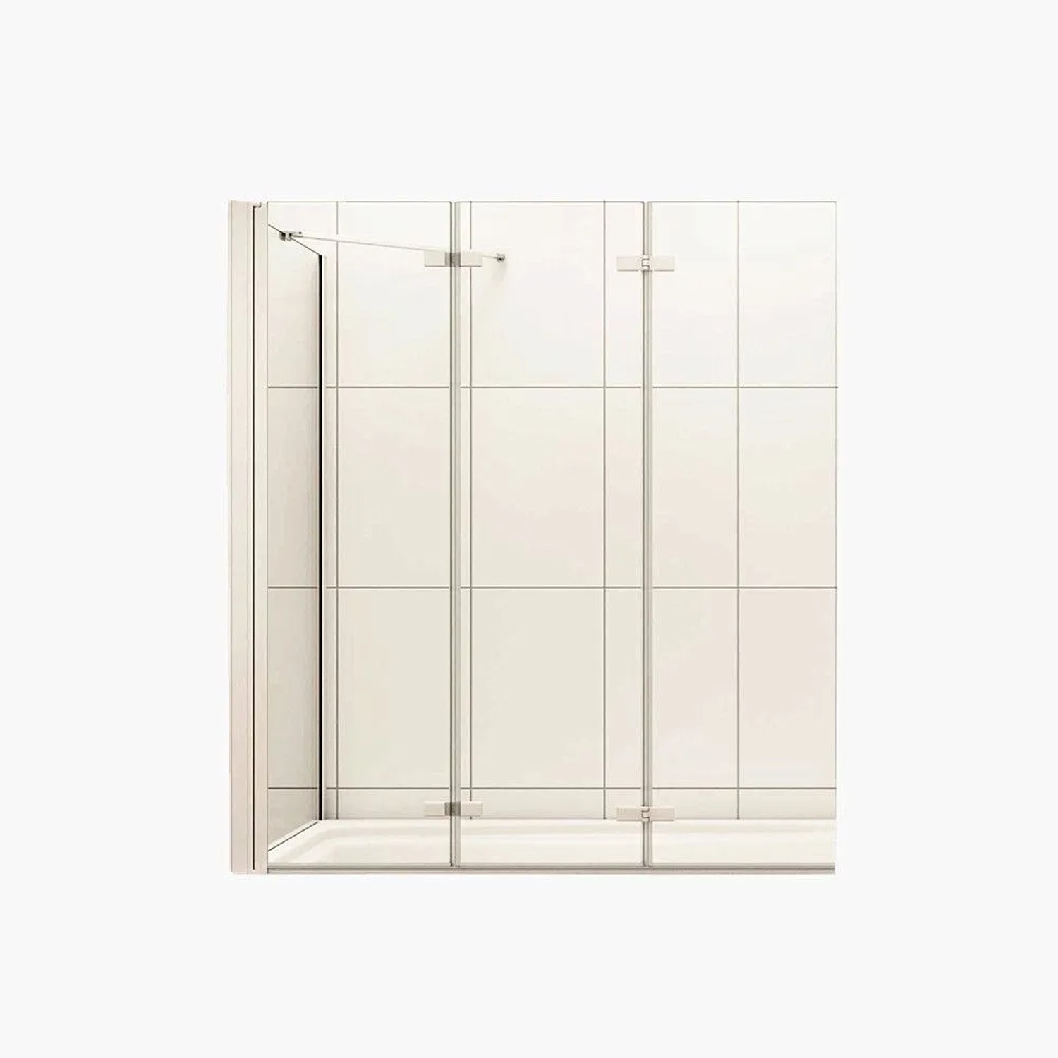 Duschparadies Badewannenaufsatz 130 x 75 x 140cm Faltwand Mit Seitewand 6mm Nano Glas Badewannenfaltwand 3tlg Alu Silber Matt
