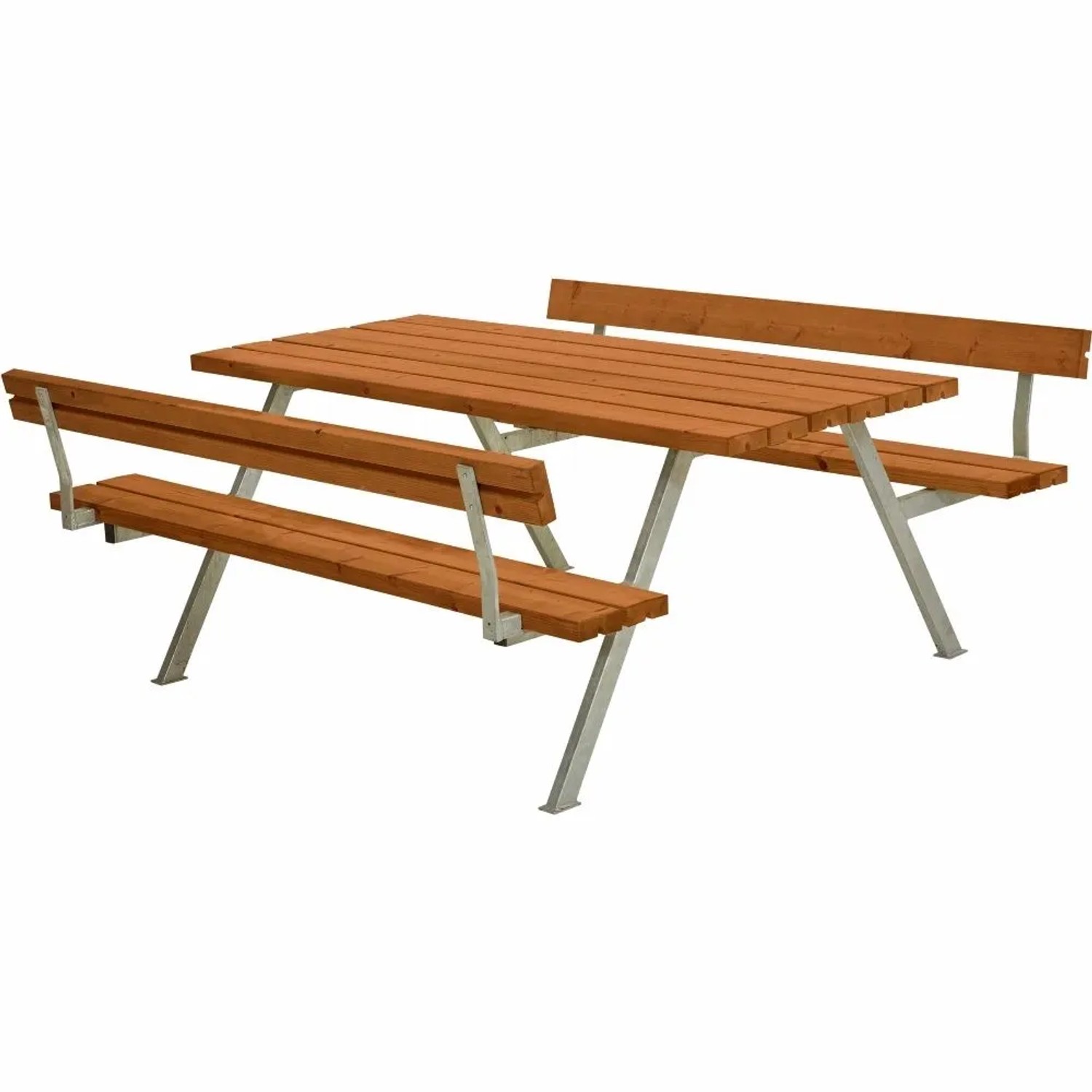 PLUS Gartenmöbel Sitzgruppe 177 cm Klappbar Farbgrundiert Teak mit 2 Rückenlehnen Holz