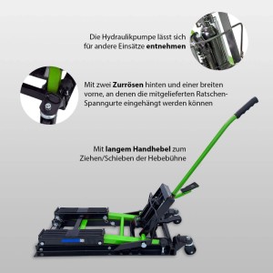 TRUTZHOLM Motorradheber, 680 kg, hydraulische Hebebühne für Motorroller, ATV und Quad.