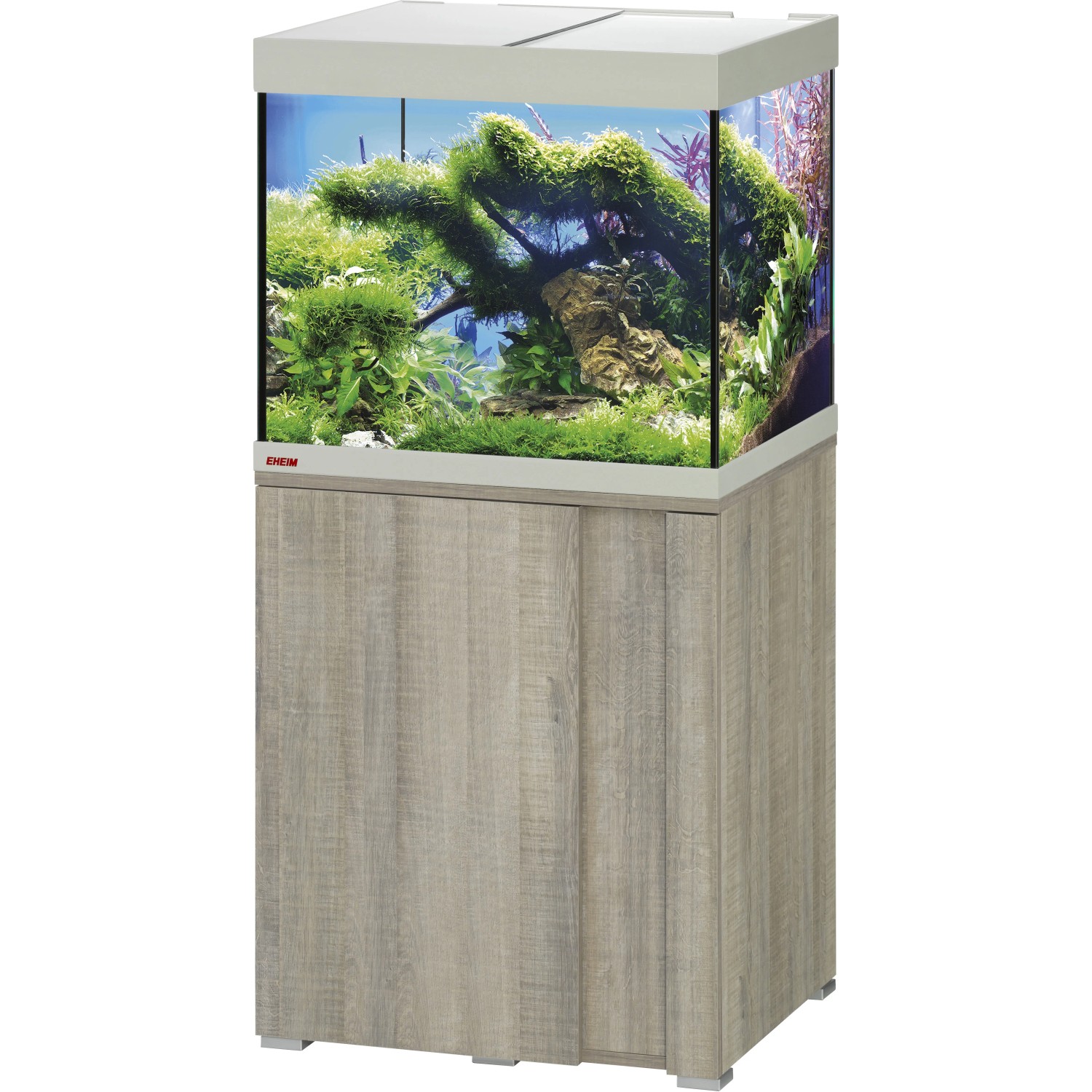Eheim VivalineLED 150 Aquarium-Komplettset, Eiche Grau, 150 Liter, mit Pflanzen und Deko.