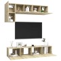 VidaXL TV-Schrank-Set, 5-teilig, Sonoma-Eiche, Holzwerkstoff. Wohnwand mit Stauraum.