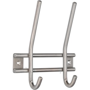 Siro Hakenleiste aus Edelstahl, feingeschliffen, mit 4 Haken und einer Länge von 140 mm.