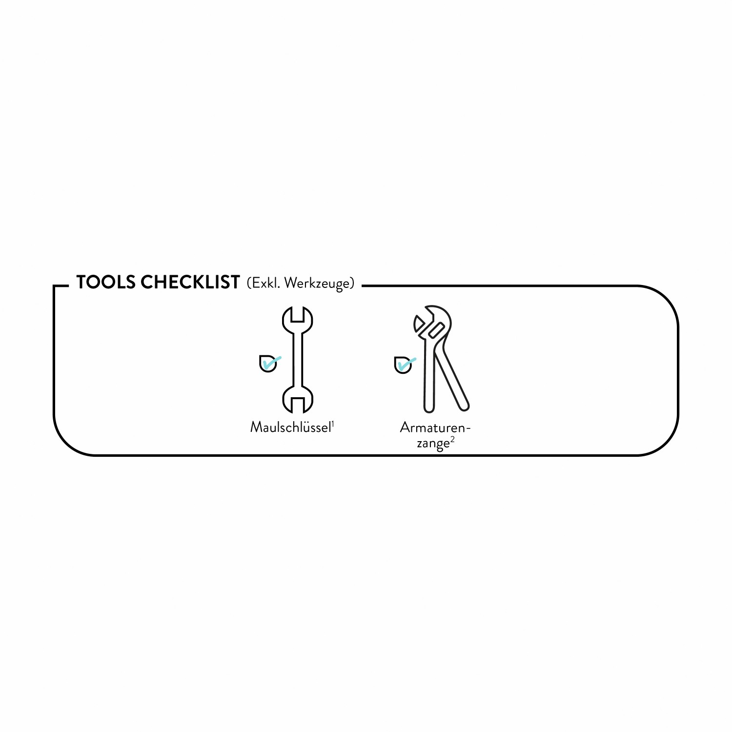 Checkliste Werkzeuge (nicht enthalten) für die Installation der Thermostat-Duscharmatur.