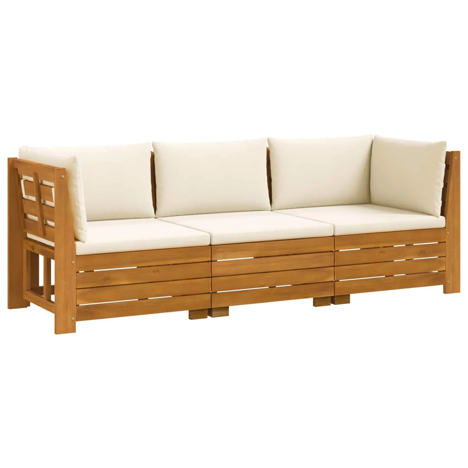vidaXL Outdoor-Sofagarnitur mit Kissen 3 Stück Braun Massivholz Akazie 3403085