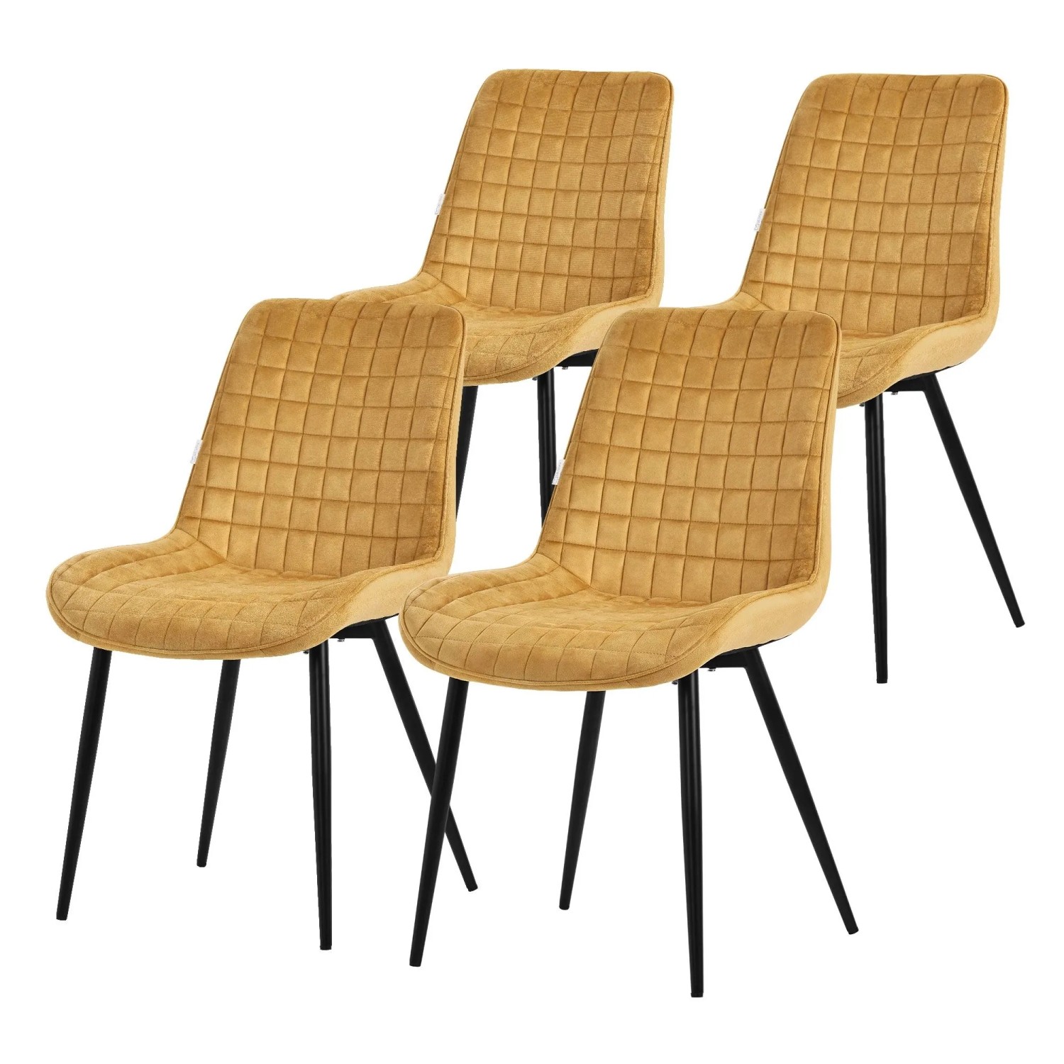 ML-Design Esszimmerstühle 4er Set Senfgelb Samtbezug Metallbeinen