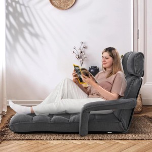 Costway Relaxliege 5-Fach Einstellbar Bodenliege Dunkelgrau