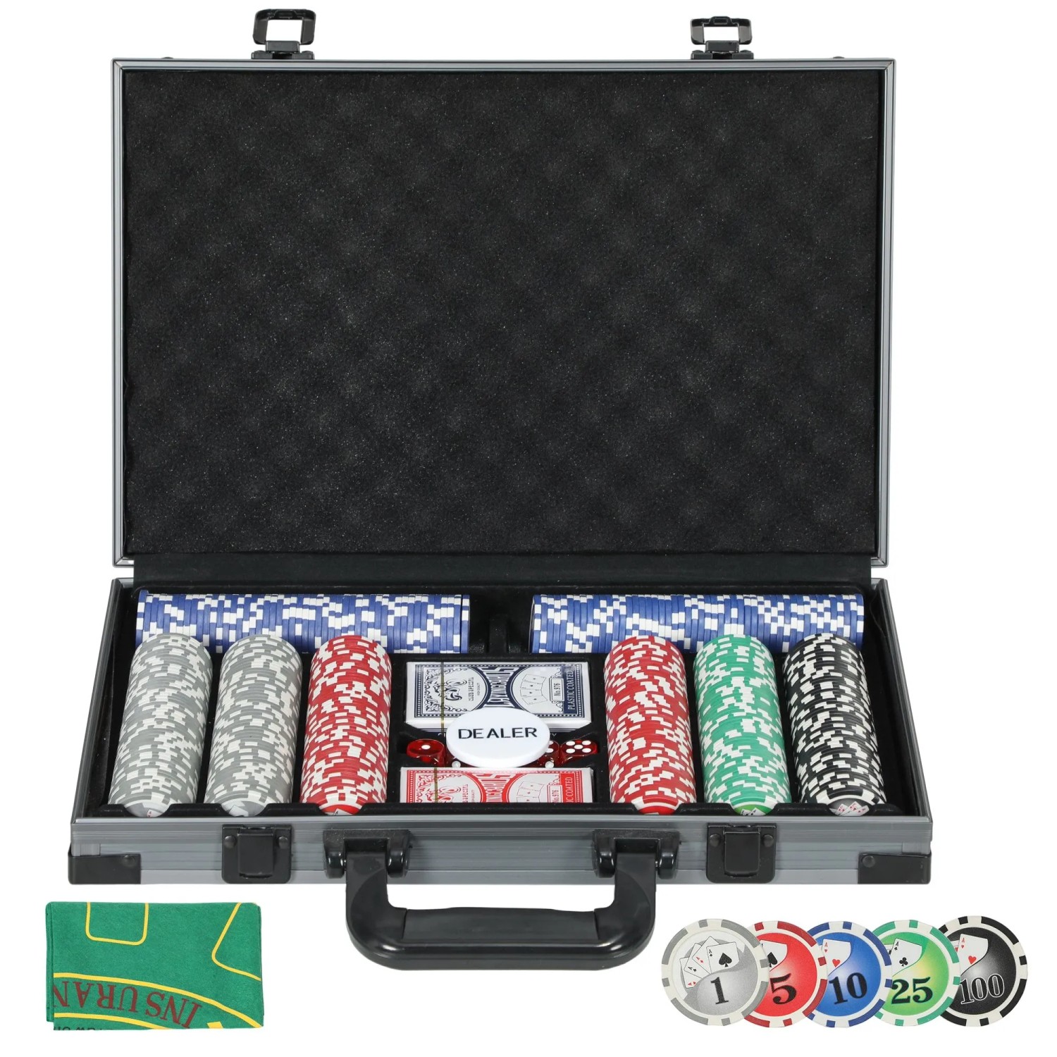 SPORTNOW Pokerset Pokerkoffer PS  Polyester Grau 39,5L x 28B x 8H cm