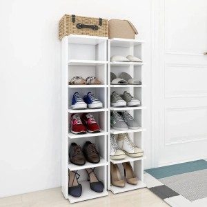 vidaXL Schuhschränke 2 Stk Weiß 27,5x27x102 cm Holzwerkstoff 808486