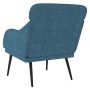 Blauer Samt Sessel vidaXL, Relaxsessel mit Metallbeinen, Rückansicht.