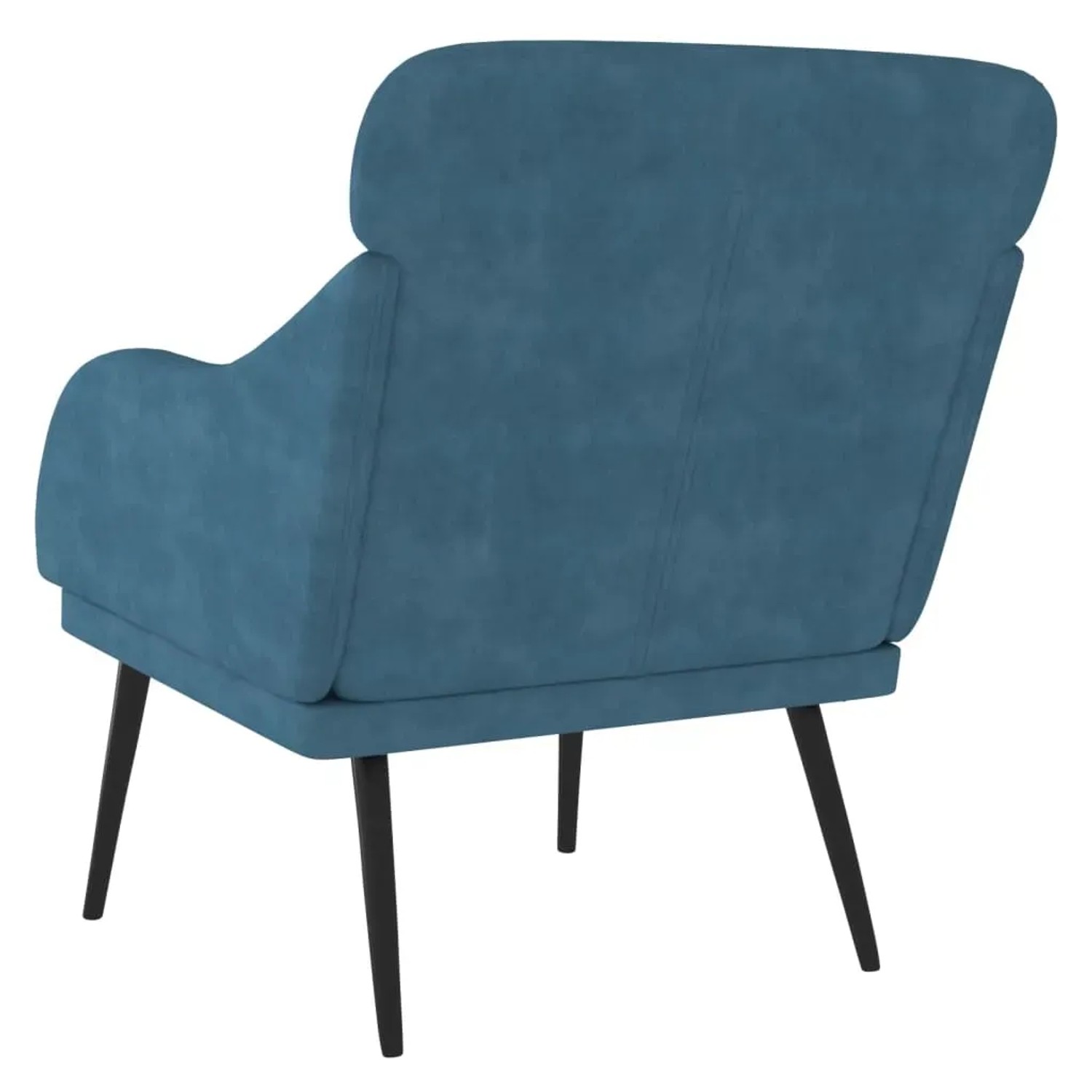 Blauer Samt Sessel vidaXL, Relaxsessel mit Metallbeinen, Rückansicht.