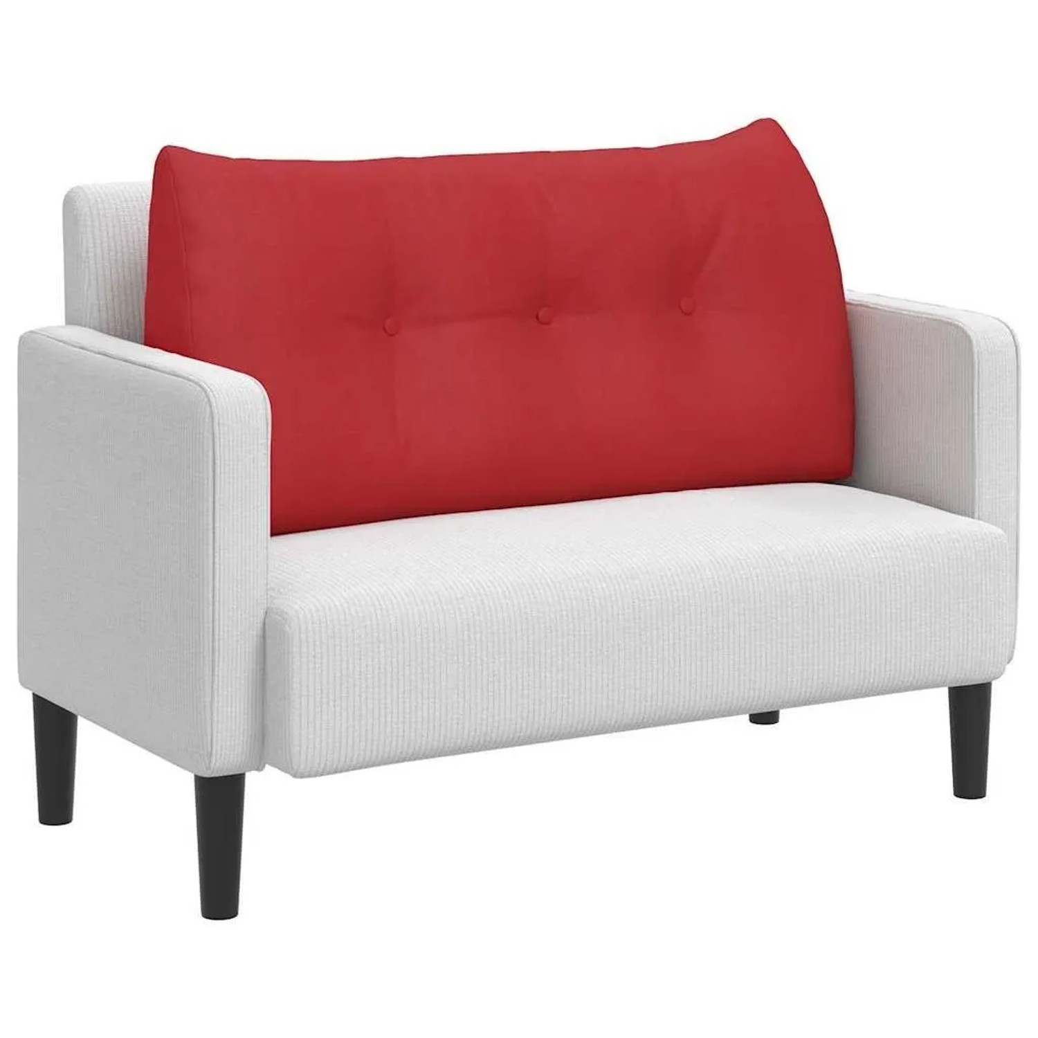 Rotes vidaXL Rückenkissen aus Stoff, 100x24x50 cm, ergonomisch geformt mit Knöpfen, auf hellem Sofa.