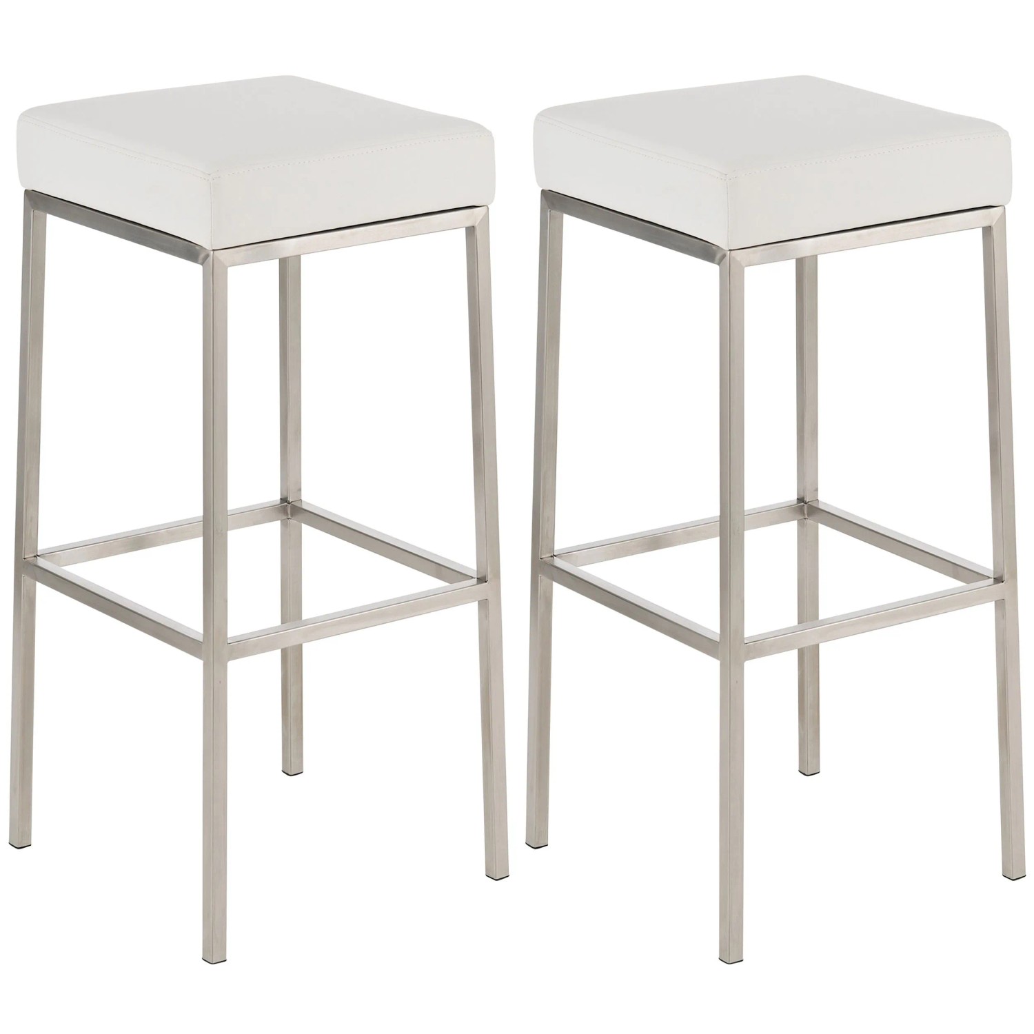 DELUKE 2er Set Barhocker BIDAN Kunstleder Weiß 37x37x85cm Barstuhl Mit Lehne Tresenhocker Tresenstuhl