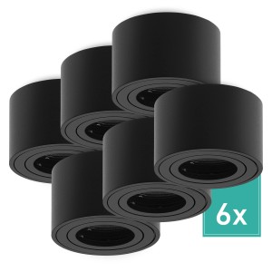 6er Set: Schwarze Oktaplex Lile S Aufbauspots aus Aluminium für LED-Module. Moderne Deckenstrahler für Lampen & Leuchten.