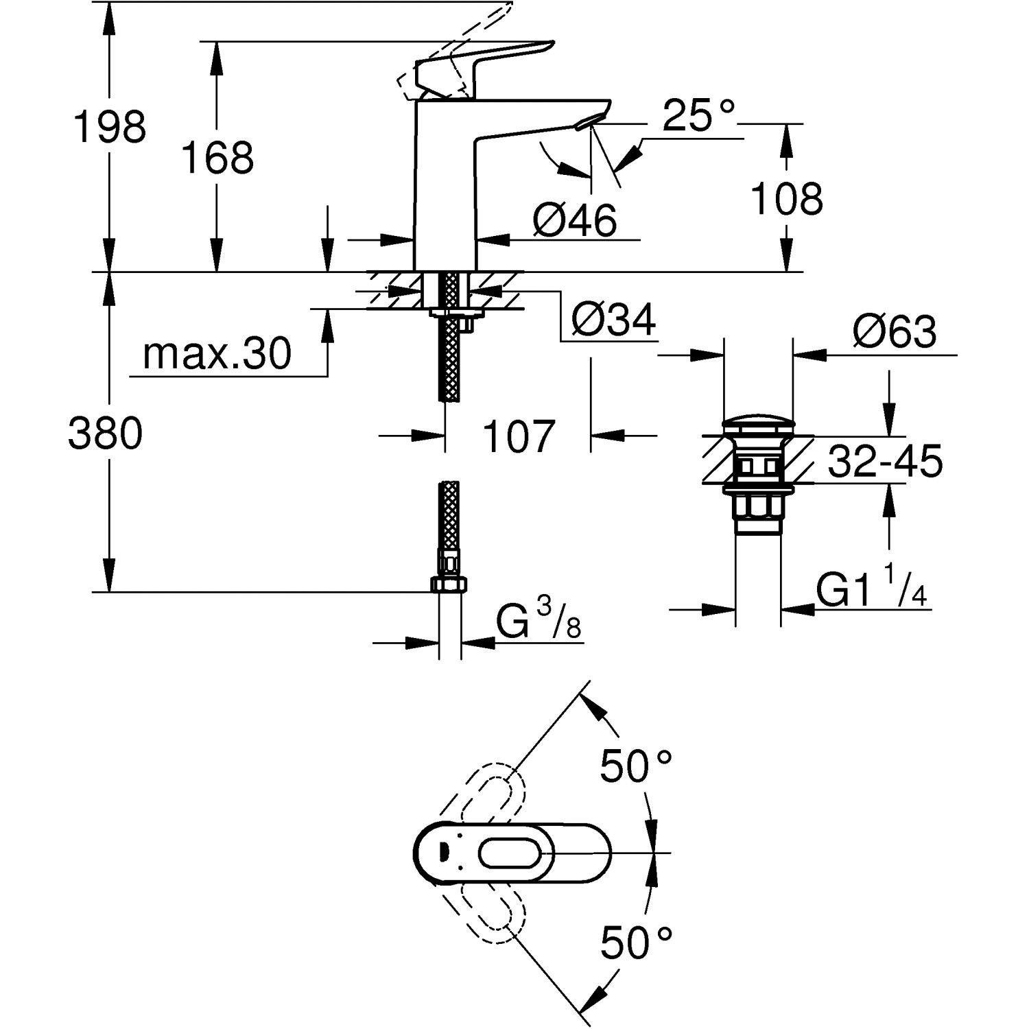 Grohe QuickFix Einhebel-Waschbeckenarmatur Start Loop M-Size 