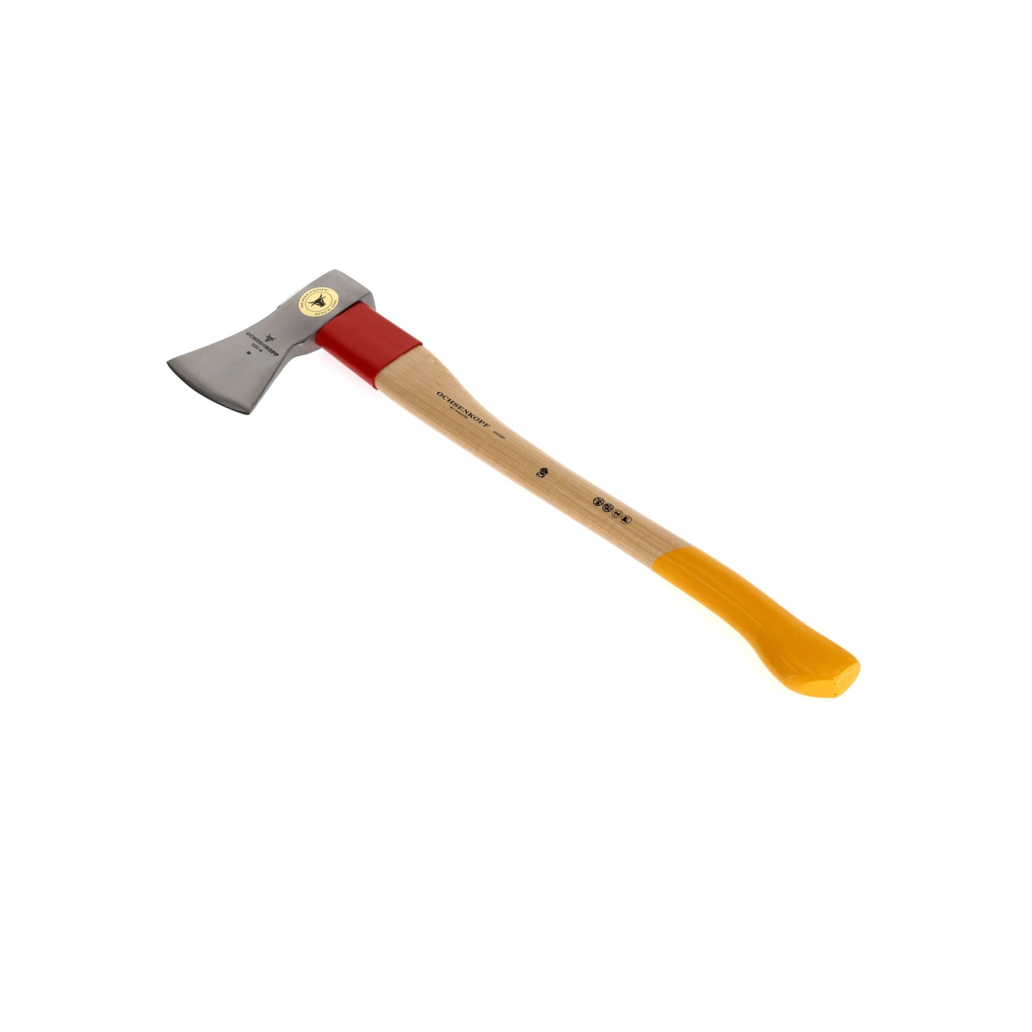 Ochsenkopf Forstaxt Universal Gold, 1,25 kg, mit Hickory-Stiel und Stahl-Stielschutzhülse.