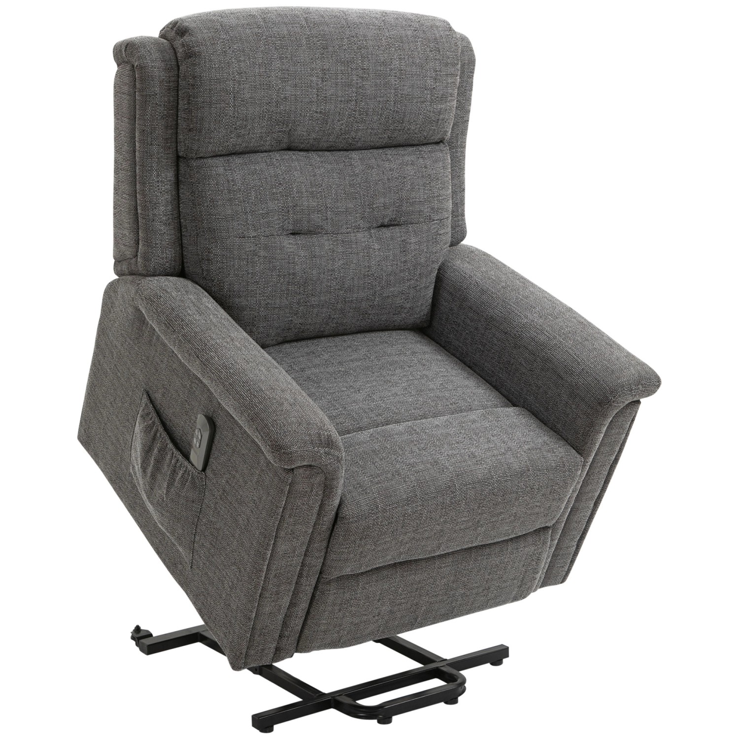 HOMCOM Aufstehsessel Polyester Stahl Grau 92L x 87B x 108H cm günstig online kaufen