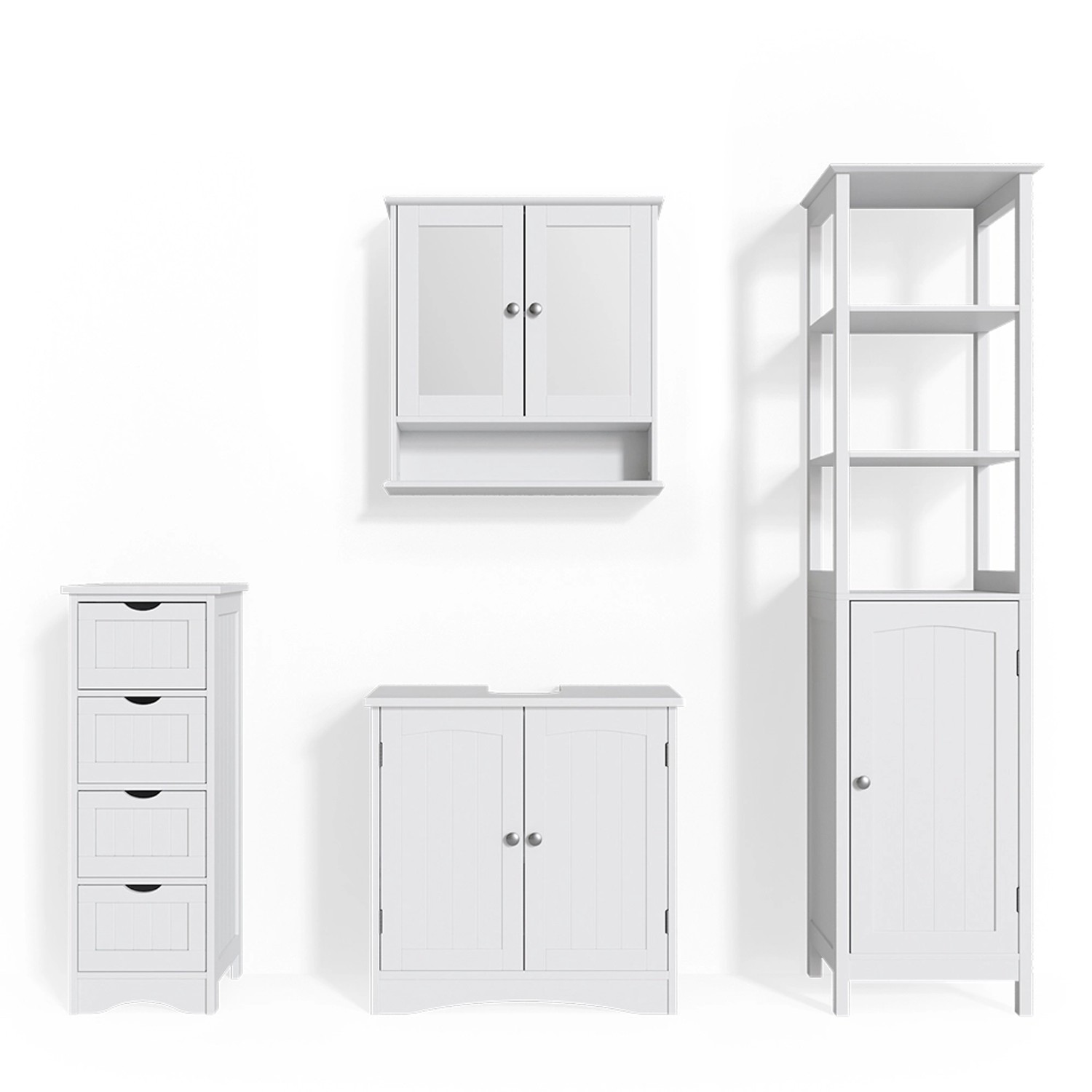 Vicco Badmöbel-Set Bianco Weiß 4 Teile günstig online kaufen