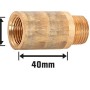 Hahnverlängerung aus Rotguss, 18,6 mm x 21 mm, 40 mm lang, für Gewindefittings.