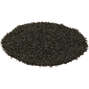 Schwarzer, runder Hochflorteppich Frisbee mit 67 cm Durchmesser.