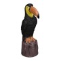 Relaxdays Gartenfigur Tukan Kunststoff Schwarz Braun Gelb Befüllbar Wetterfest 35 cm x 10 cm x 19 cm 290 g