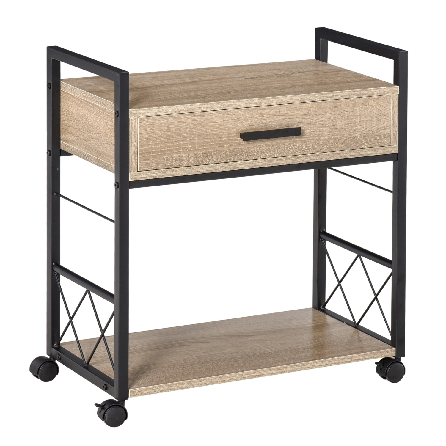 HOMCOM Beistelltisch mit Rädern Schublade Ablage Spanplatte Natur 60 x 30 x günstig online kaufen