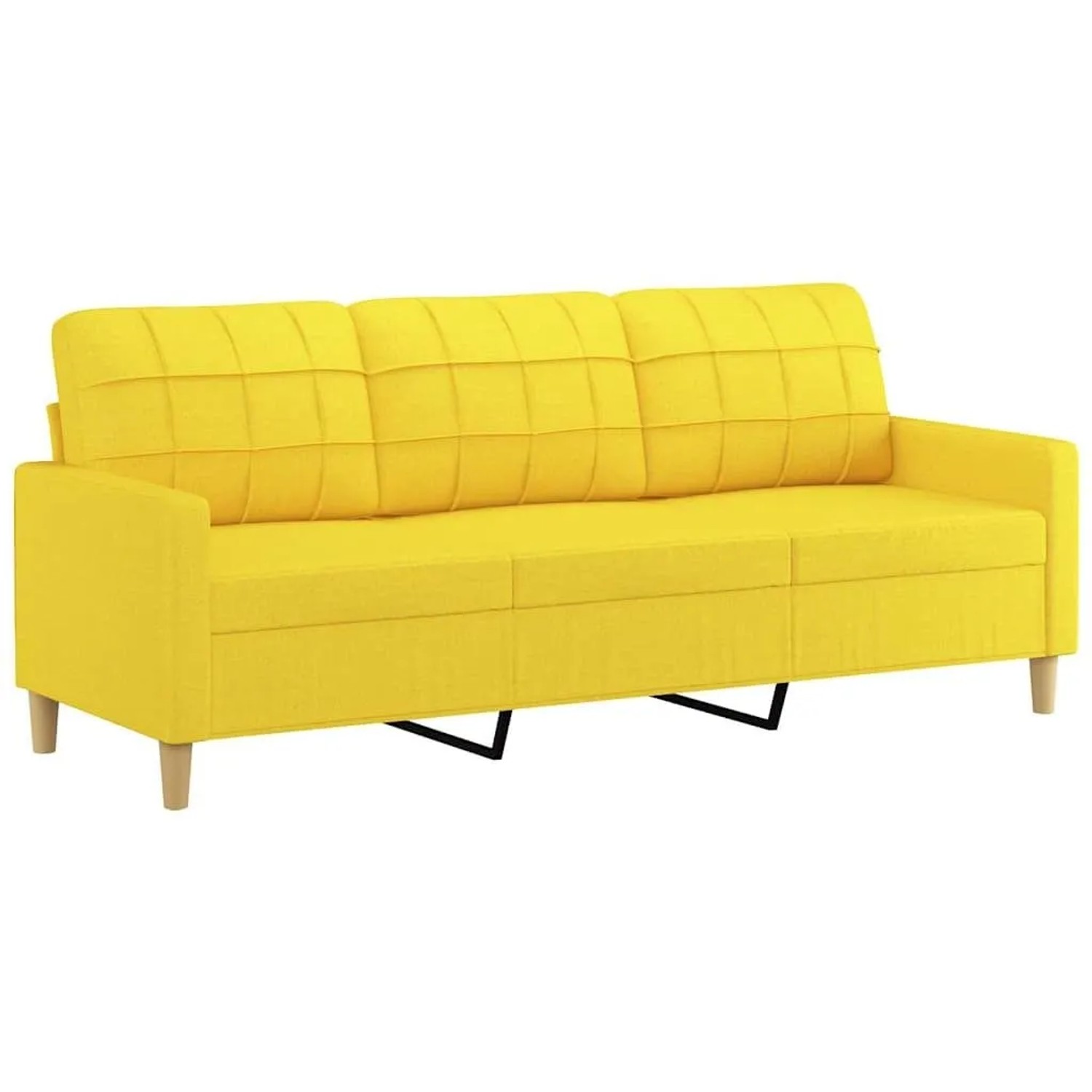 vidaXL 3-Sitzer-Sofa Hellgelb 180 cm Stoff 359104