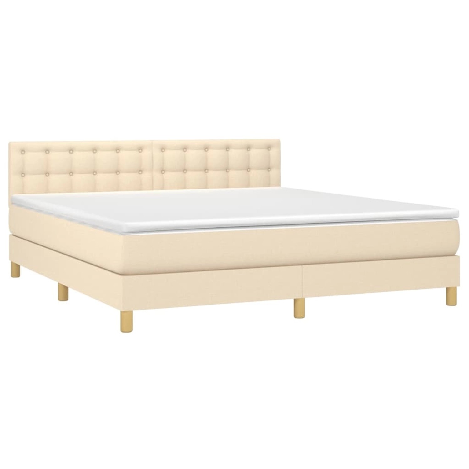 vidaXL Boxspringbett mit Matratze & LED Creme 180x200 cm Stoff 3134058 günstig online kaufen